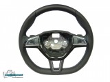 Volante OEM Flat Bottom MFSW para Skoda Octavia 3 - Costuras plateadas - Levas DSG