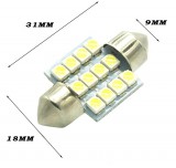  LED,Luz,Interior,Bombilla,31mm,12x,SMD,12,blanco,3021,3022,frío,31,mm