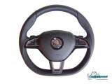 Volante OEM Flat Bottom MFSW para Skoda Octavia 3, Fabia 3 - Costura negra - Levas DSG - Airbag