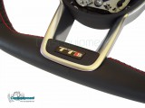 Volante OEM Audi TTS Flat Bottom - Cuero liso - Puntada ROJA - DSF