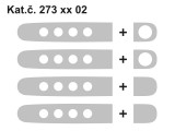 273 15 02 Tapas de asas perforadas, ABS Plata (4 + 4 piezas dos cerraduras) Milotec