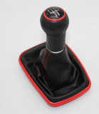 1J0711113// - Pomo De Palanca De Cambio De 5/6 Velocidades Red Line Con Funda De Cuero Para Seat Leon / Toledo