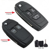 Plegable / Flip Remote Key Shell - 2 / 3 botones y la hoja sin cortar - FOB para Volvo C70 S40 S60 S70 S80 S90 V40 V70