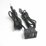 Conector de montaje empotrado AUX USB, cable de carga para Toyota Honda para iPhone Android Smartphone