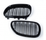 1 par de rejillas delanteras negras brillantes para BMW E60 E61 5 Series (2003-2010)