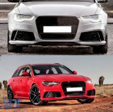 FGAUA64GRSB Rejilla delantera adecuada para Audi A6 C7 4G Pre-Facelift (2011-2014) RS6 Design Piano Black